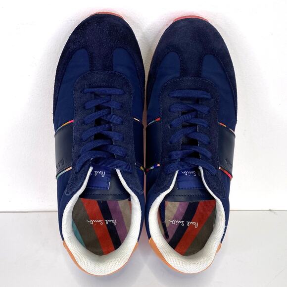 Paul Smith Booker Trainers Womens 6 Navy Blue Suede Low Profile Slim Sneakers - Picture 7 of 10